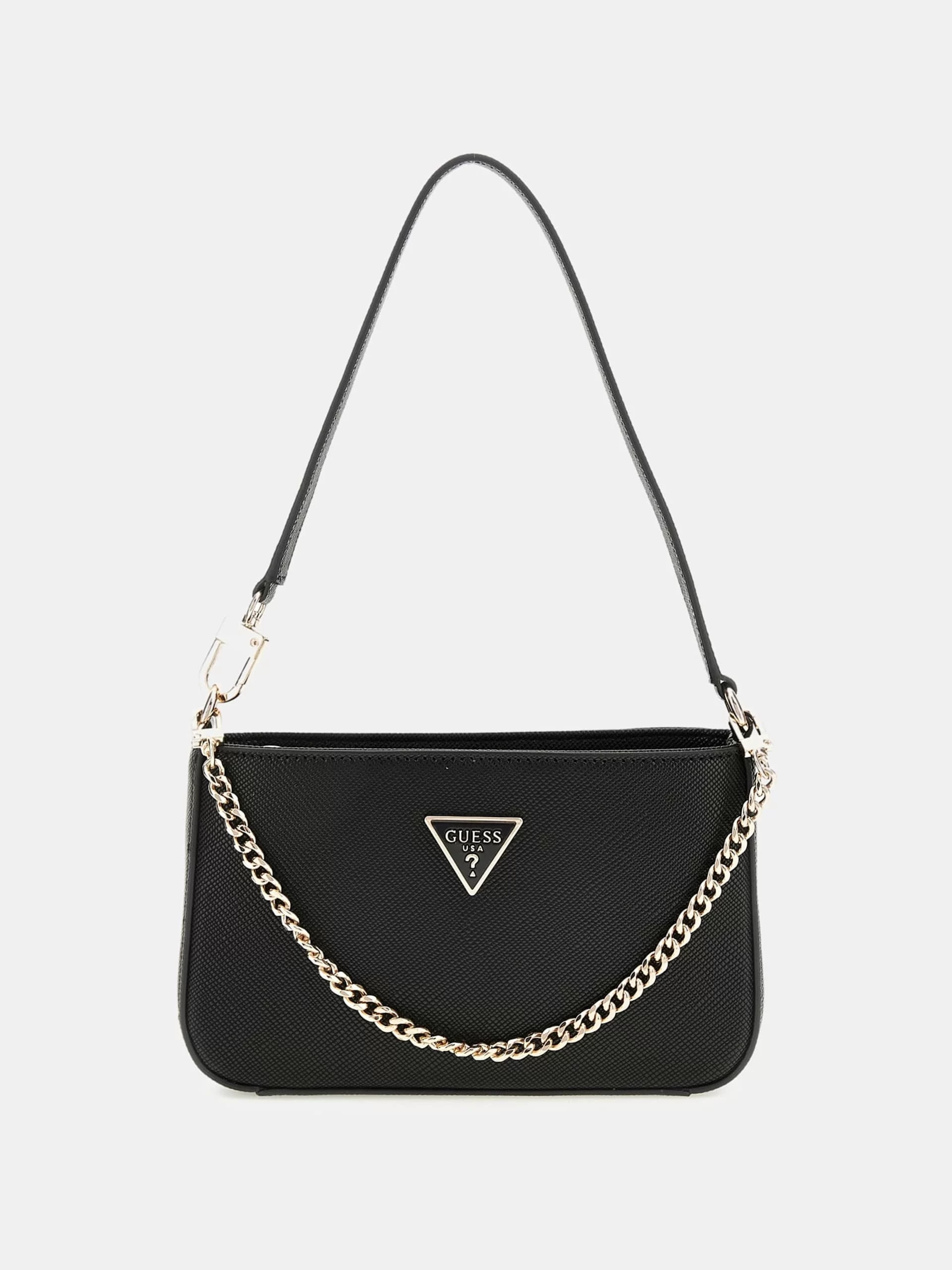 Guess Kadın Siyah Noelle Mini Üstten Fermuarlı Omuz Çantası