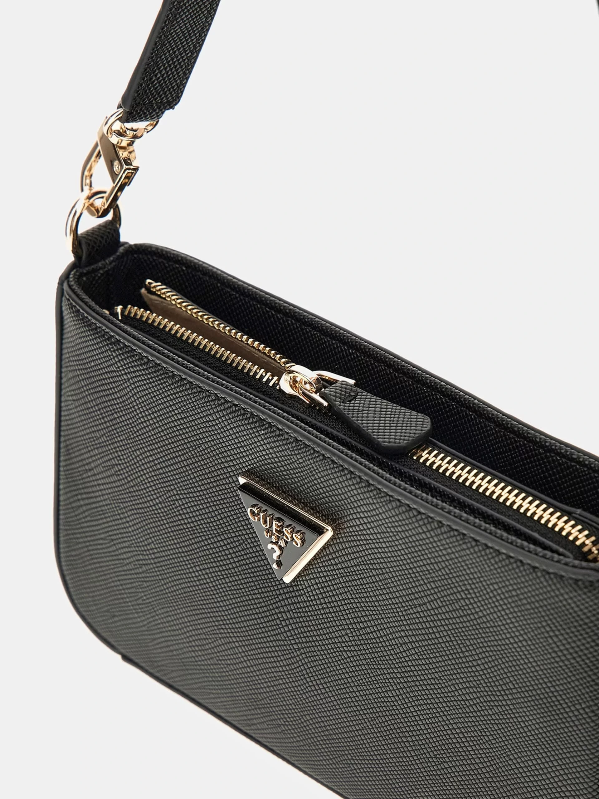 Guess Kadın Siyah Noelle Mini Üstten Fermuarlı Omuz Çantası