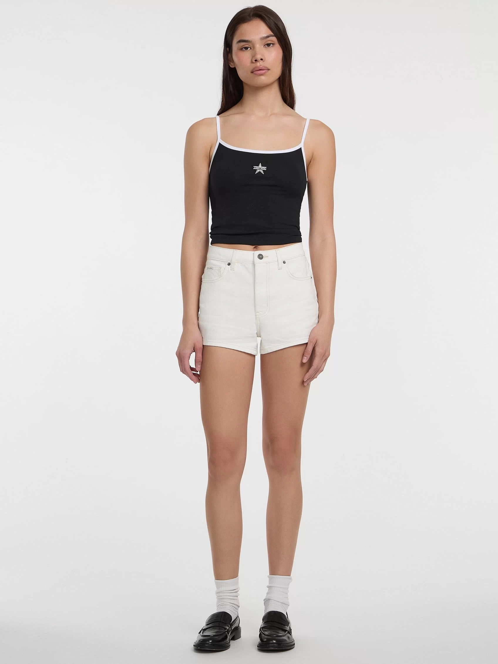 Guess jeans Gj Emb Star Tank Top Kadın Siyah Atlet W5GP37J1314-JBLK