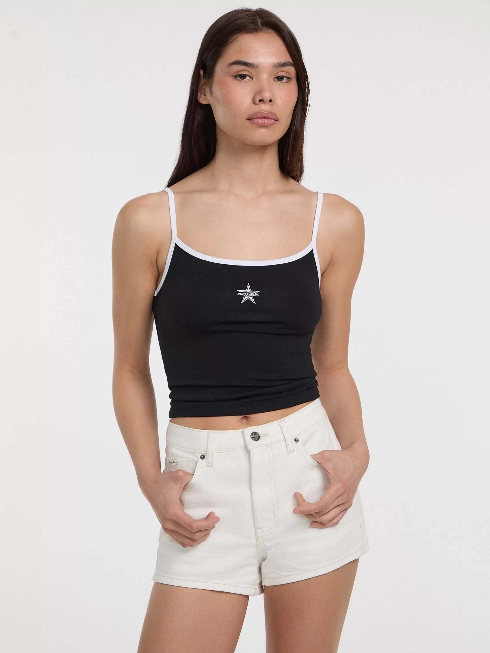 Guess jeans Gj Emb Star Tank Top Kadın Siyah Atlet W5GP37J1314-JBLK