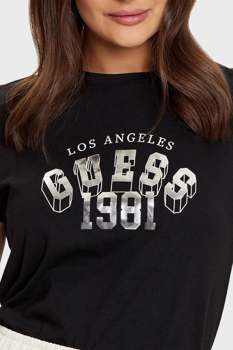 Guess Martına Ss T-Shırt Kadın Siyah T-Shirt V5RI06I3Z14-JBLK