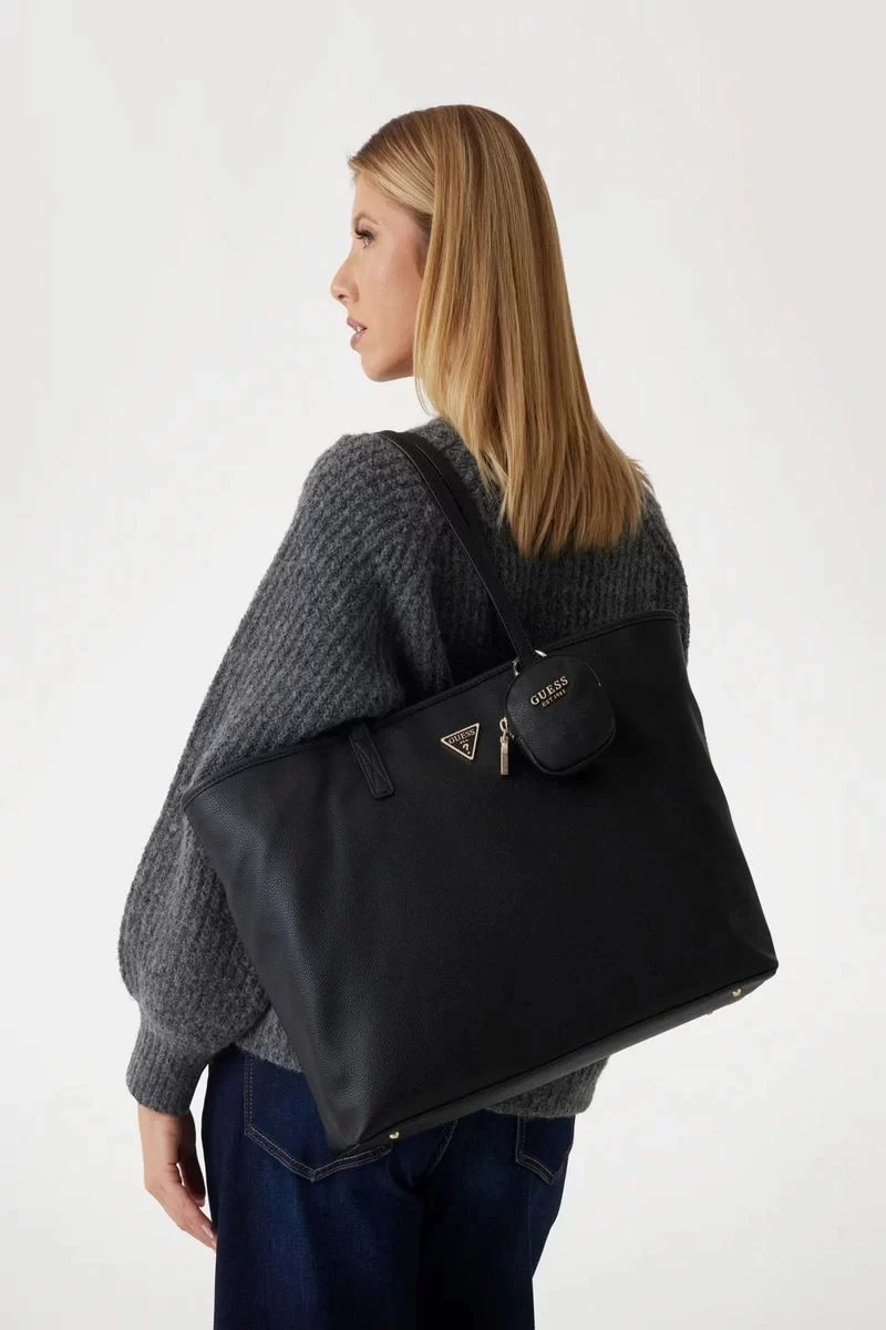 Guess Power Play Large Tech Tote Kadın Siyah Omuz Çantası HWBG9006240-BLA