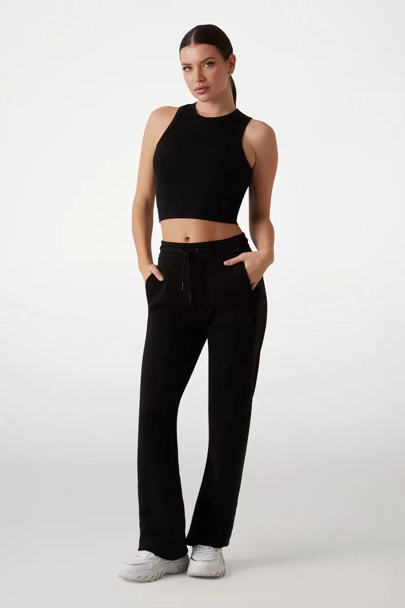 Guess Edıe Tank Top Kadın Siyah Crop V3GP19K8RT2-JBLK