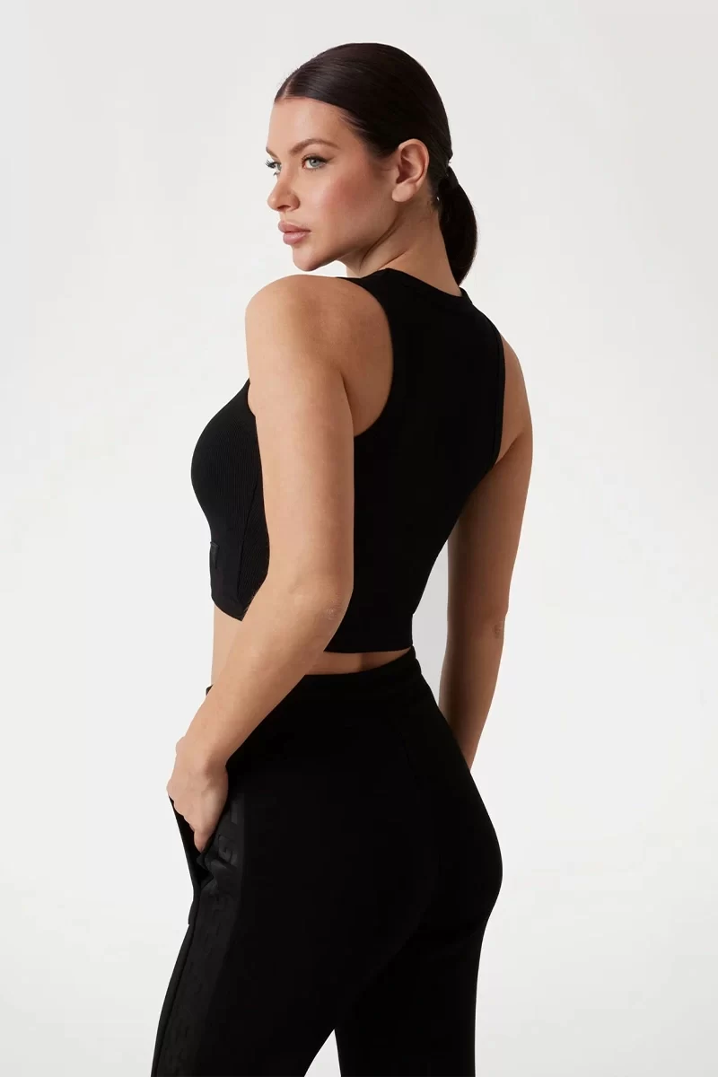 Guess Edıe Tank Top Kadın Siyah Crop V3GP19K8RT2-JBLK