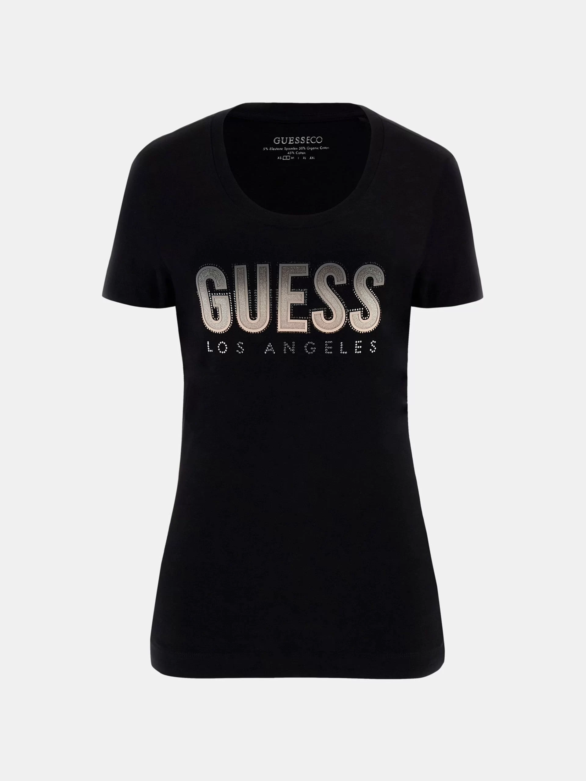 Guess Cn Ss Glıtter Degrade Logo Tee Kadın Siyah T-Shirt W5GI14J1314-JBLK