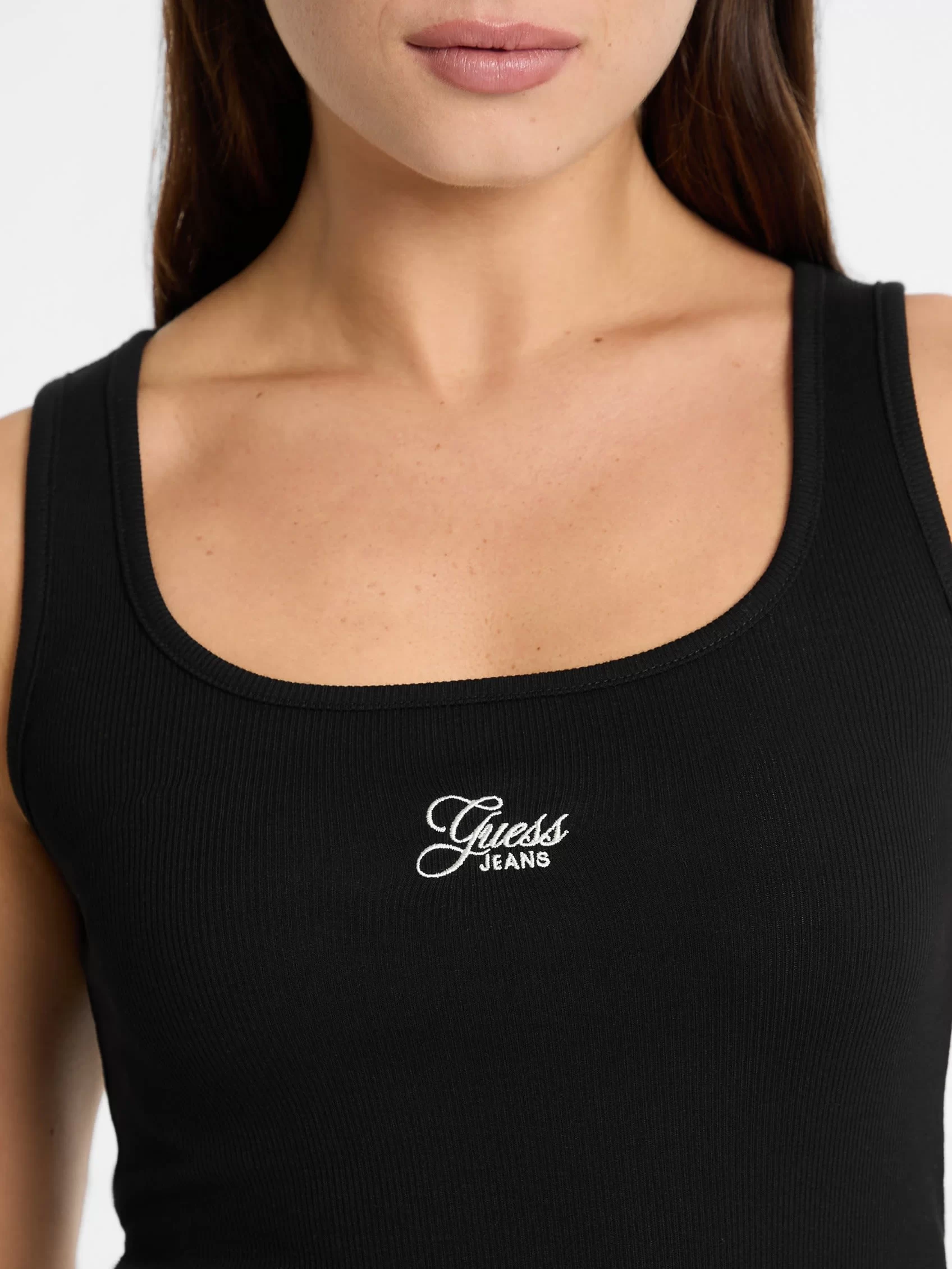Guess jeans Gj Tank Top Slım Rıb Embro Kadın Siyah Atlet W5GP26KA0H1-JBLK