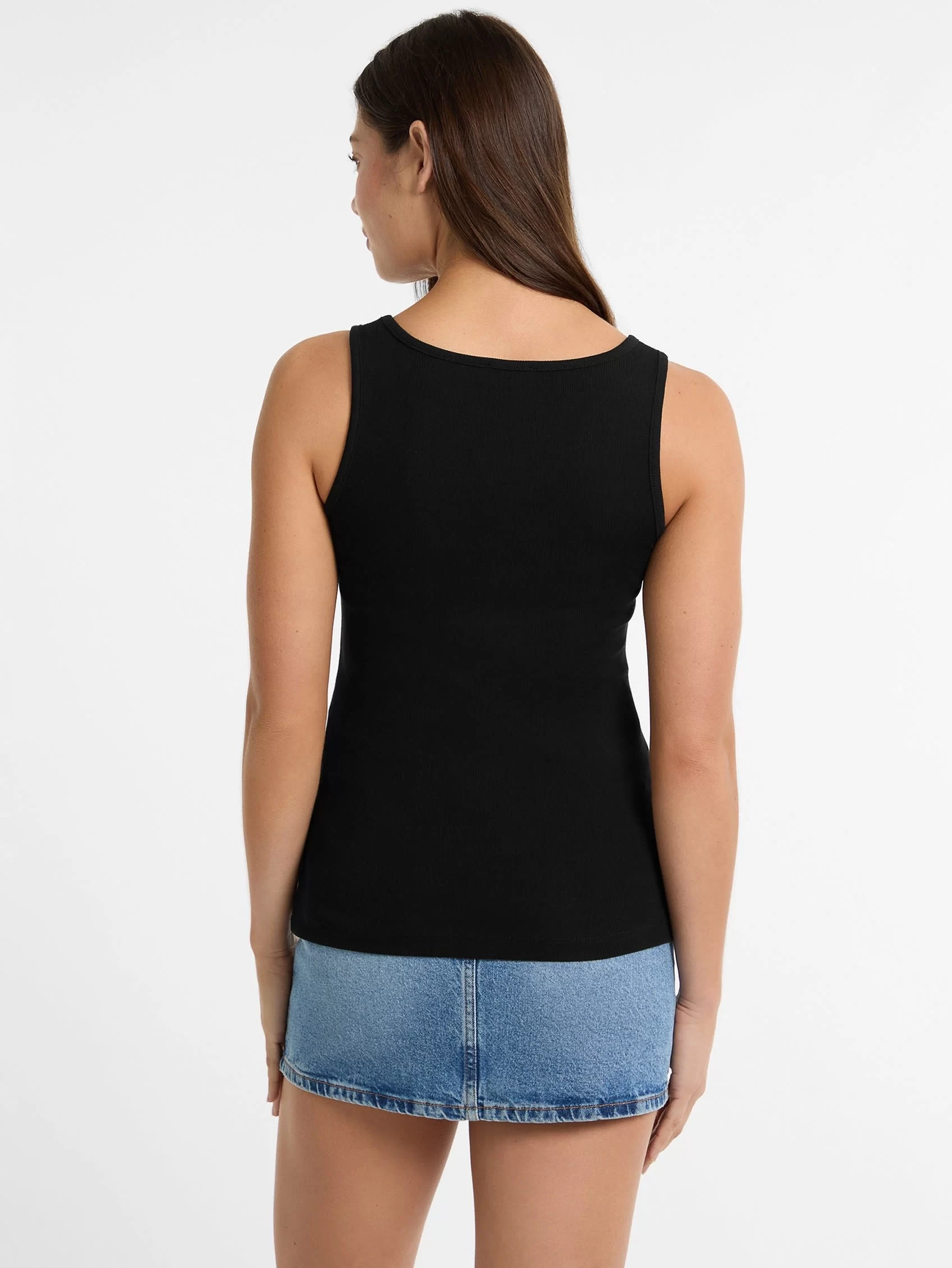Guess jeans Gj Tank Top Slım Rıb Embro Kadın Siyah Atlet W5GP26KA0H1-JBLK