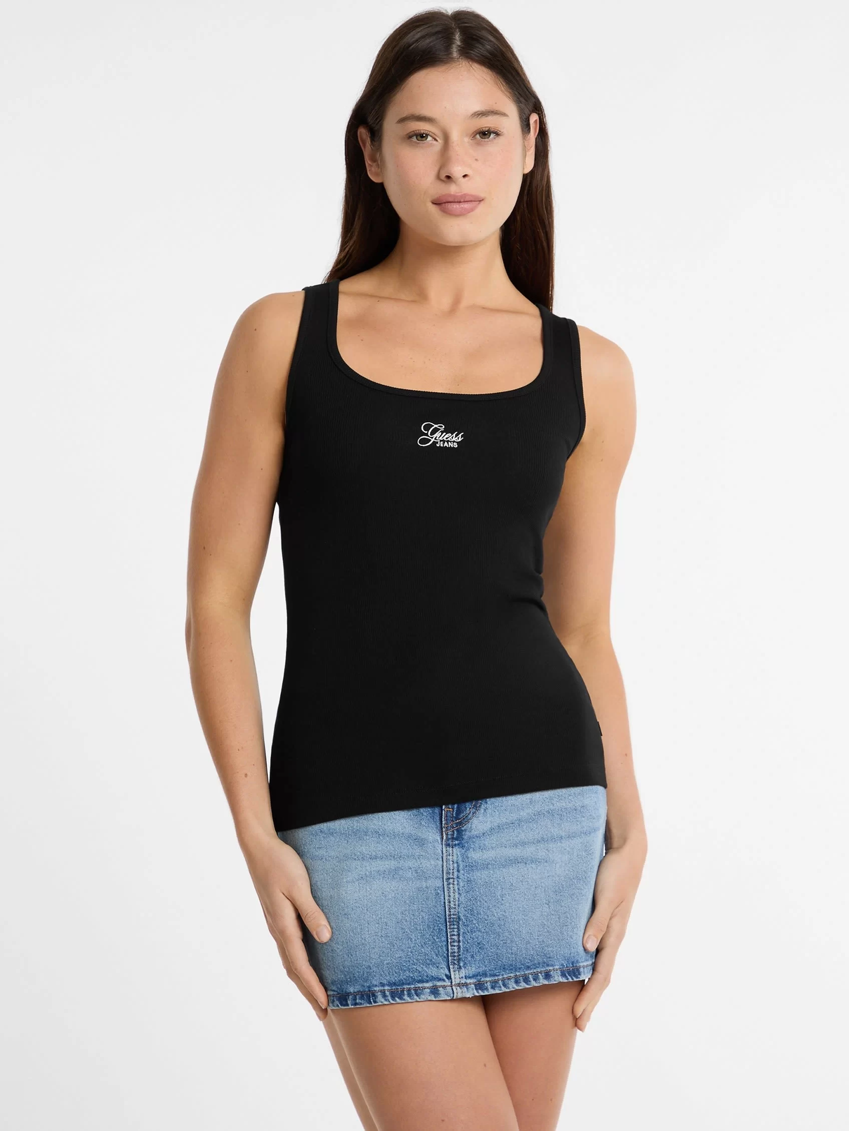 Guess jeans Gj Tank Top Slım Rıb Embro Kadın Siyah Atlet W5GP26KA0H1-JBLK