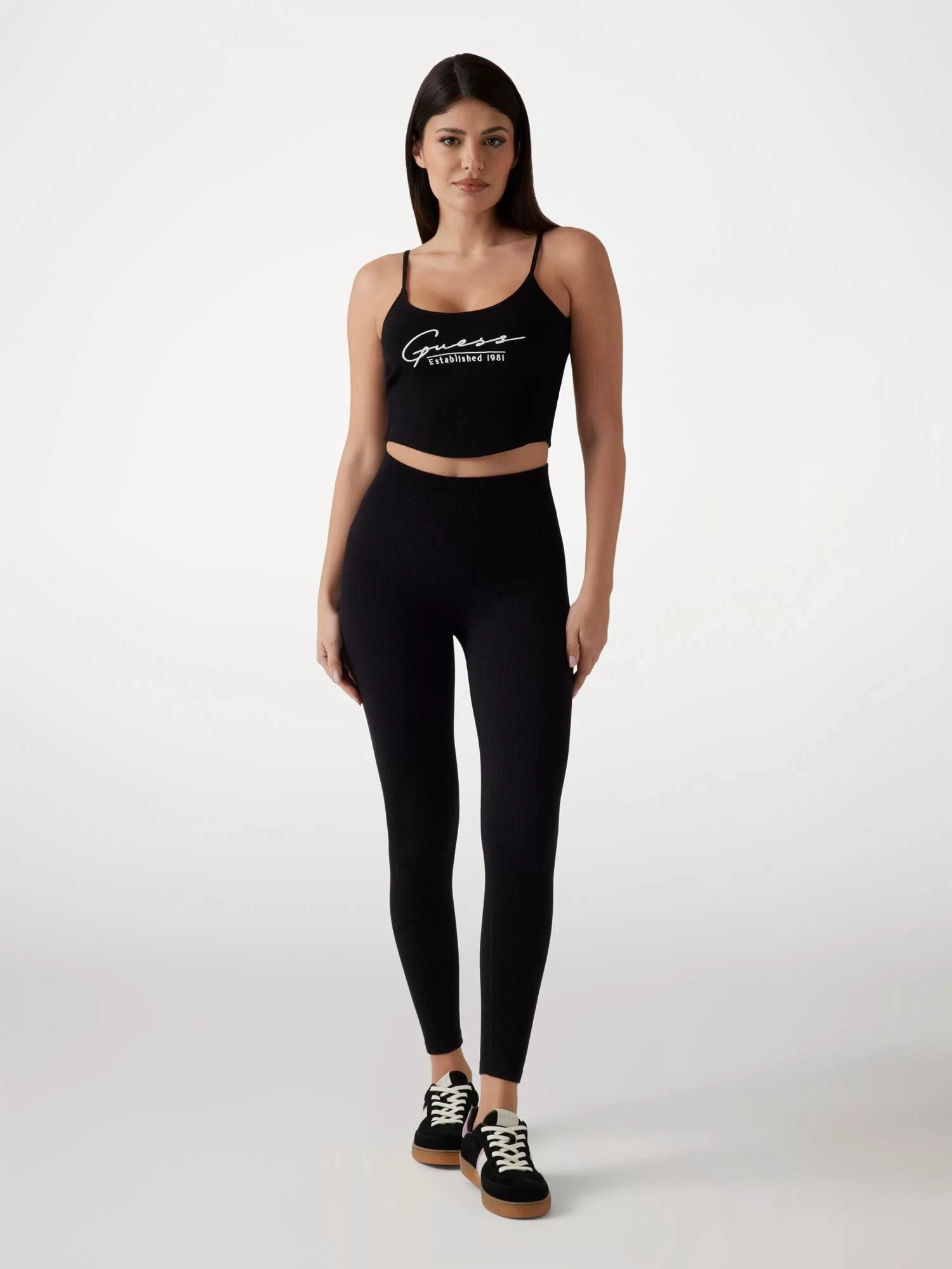 Guess Sunflower Rıb Top Kadın Siyah Atlet V5GP16K8RT2-JBLK