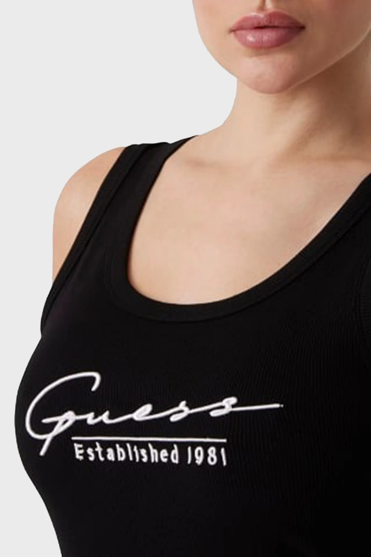 Guess Sunflower Rıb Dress Kadın Siyah Elbise V5GK06K8RT2-JBLK