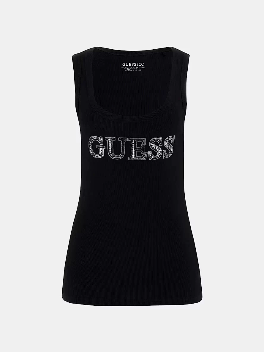 Guess Sl Embellıshed Logo  Tank Top Kadın Siyah Atlet W5GP29KA0H1-JBLK