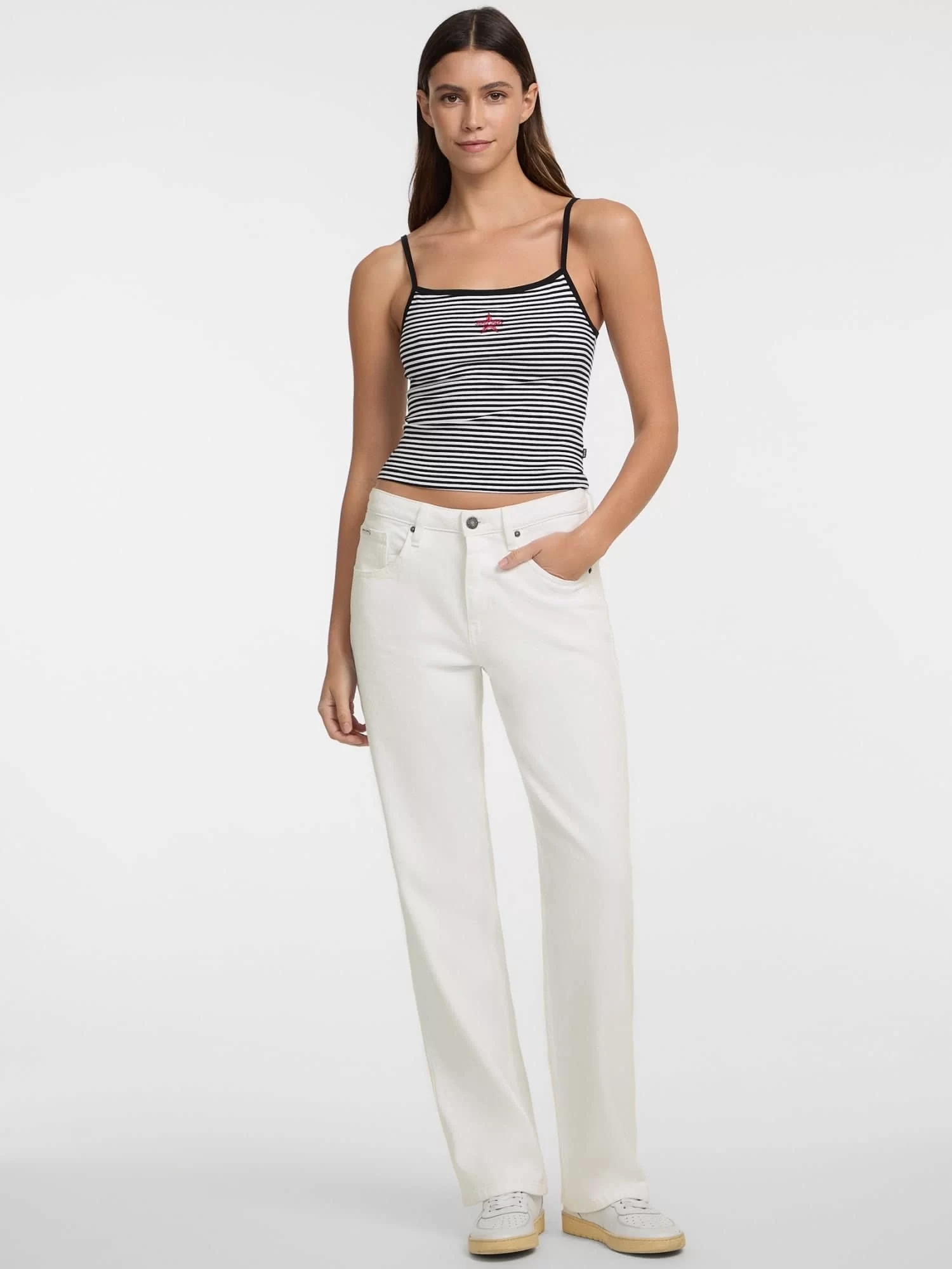Guess jeans Gj Emb Star Tank Top Strıped Kadın Siyah Atlet W5GP35KCIE1-S94A