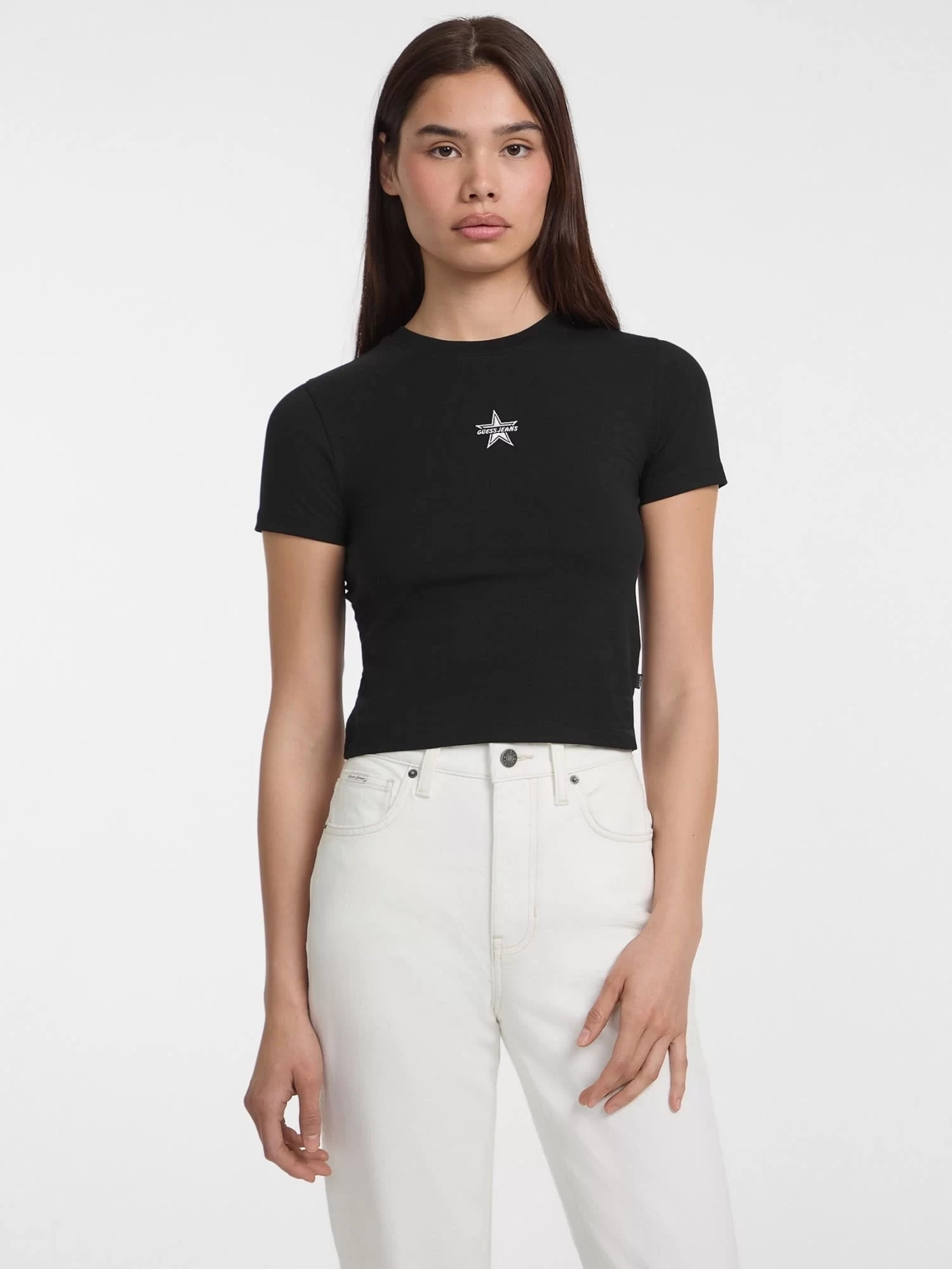 Guess jeans Gj Ss Cn Baby Emb Star Tee Kadın Siyah T-Shirt W5GI38J1314-JBLK