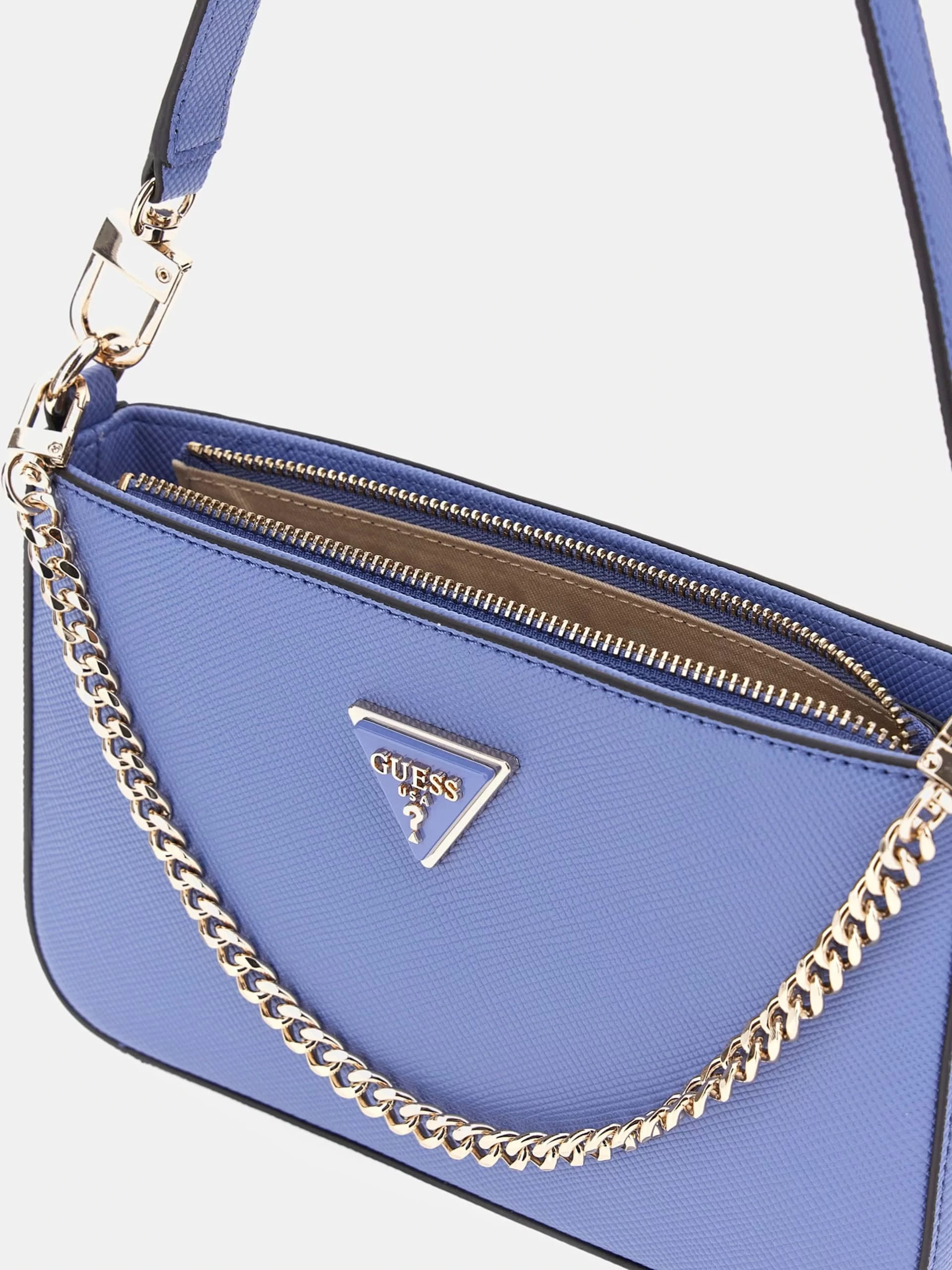 Guess Kadın Mavi Noelle Mini Üstten Fermuarlı Omuz Çant