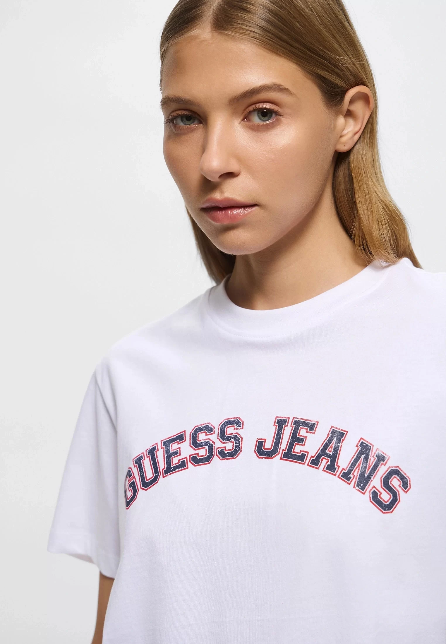 Guess jeans Gj Ss Cn Boxy Collegıate Tee Kadın Beyaz T-Shirt W5RI41K8HM0-G011