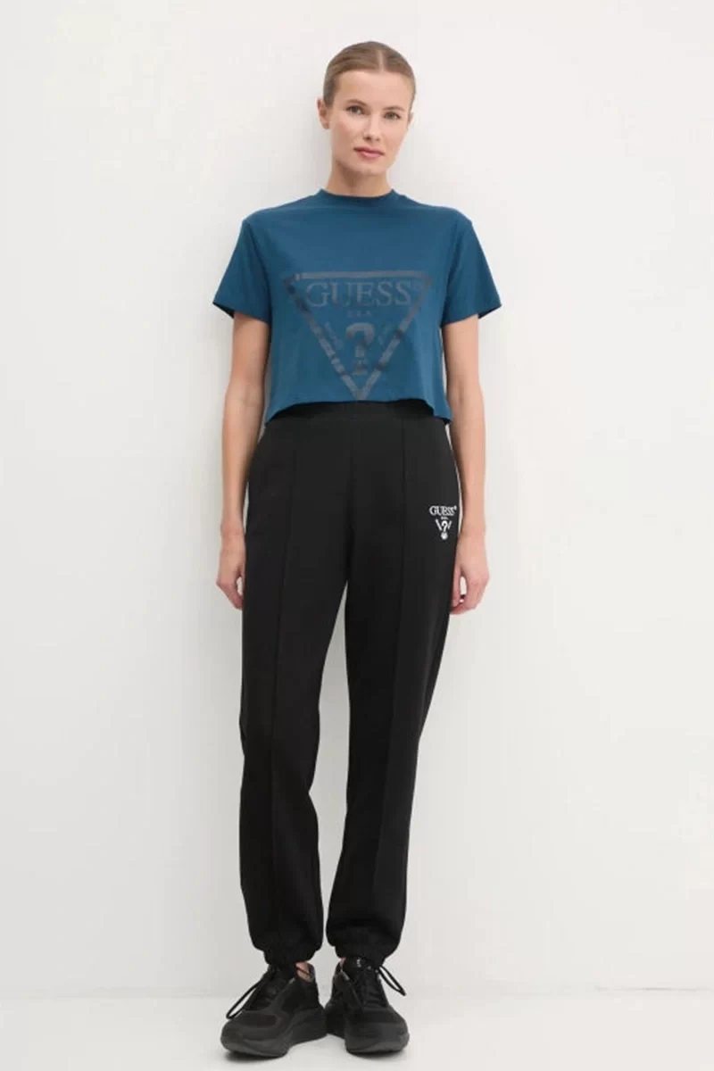 Guess Adele Crop T-Shırt Kadın Mavi T-Shirt V2YI06K8HM0-G7HG