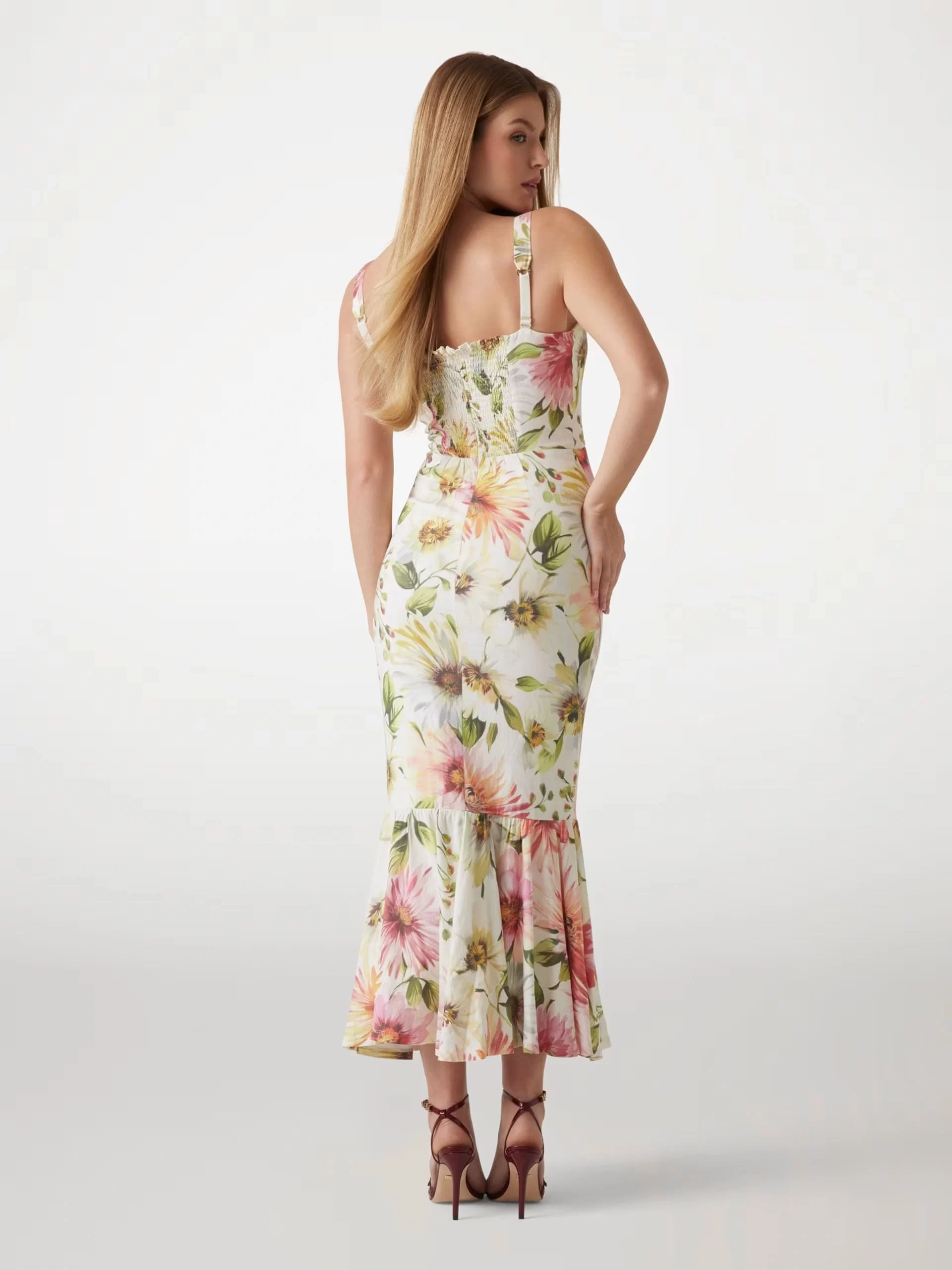 Guess Fleur Straps Mıdı Dress Kadın Çok Renkli Elbise W5GK20WH4S2-P0IY
