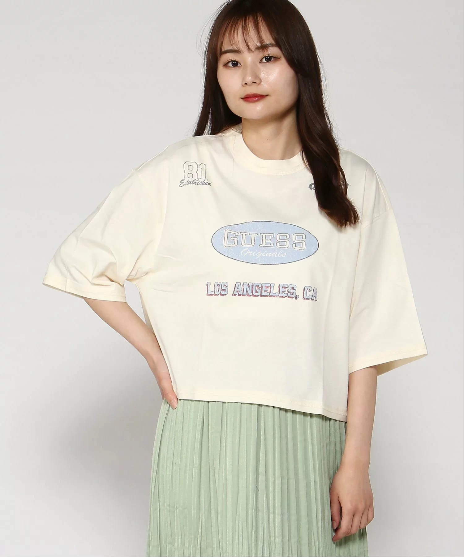 Guess Go Raw Edge Baggy Tee Kadın Krem T-Shirt W5GI34K8HM0-G053