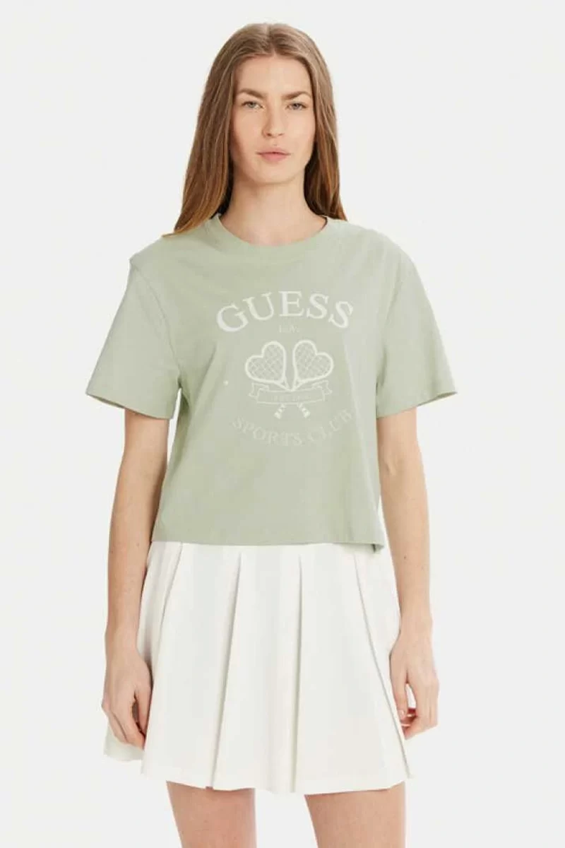 Guess Boxy T-Shırt Kadın Yeşil T-Shirt V5GI04I3Z14-A80L