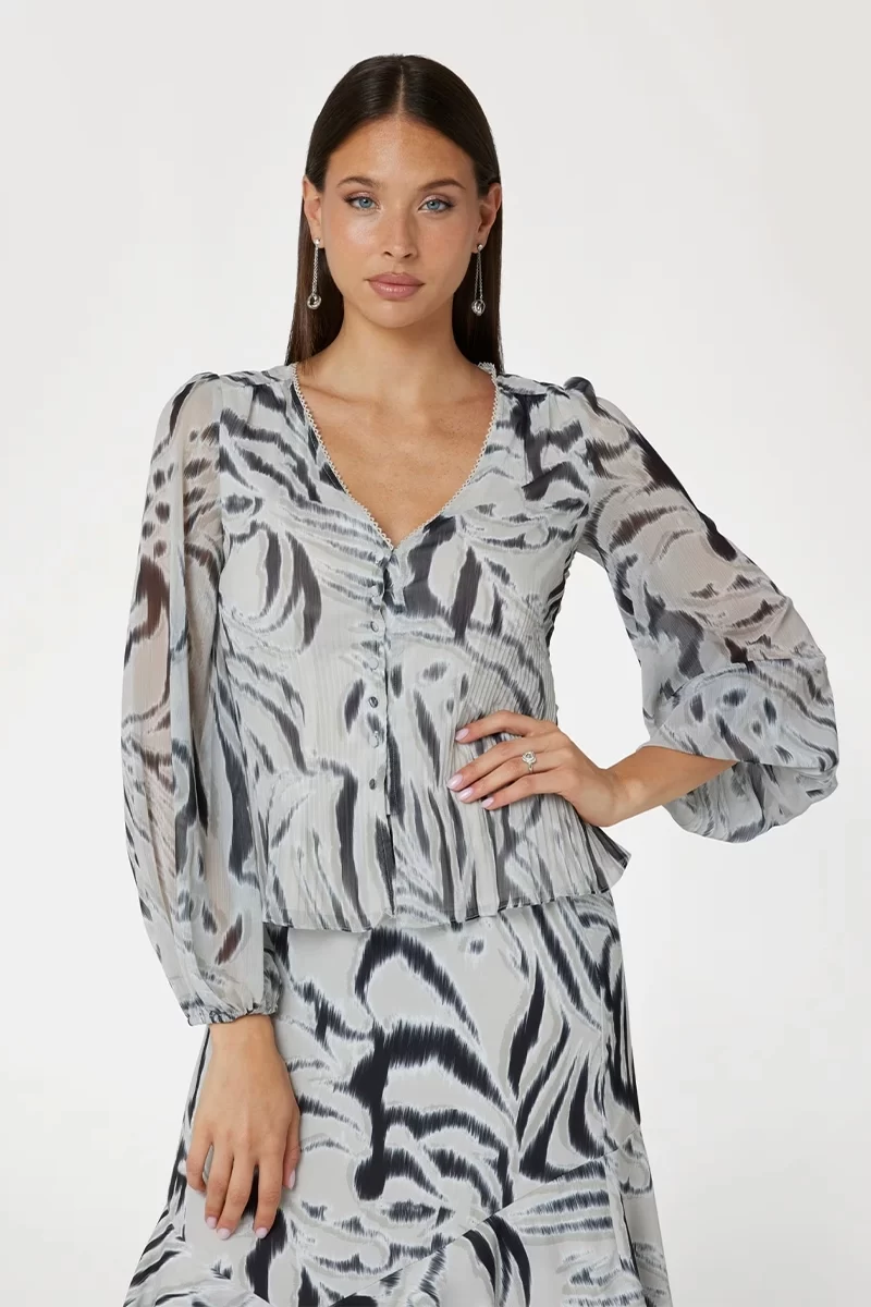 Guess Yvette Ls Pleatıng Top Kadın Çok Renkli Elbise W4BH57WDW82-P9YI
