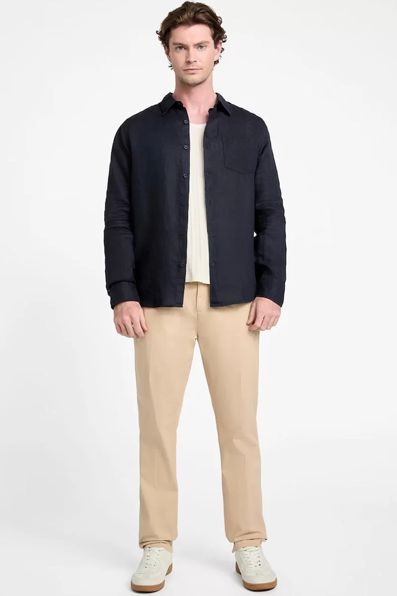 Guess Ls Napa Lınen Shırt Erkek Mavi Gömlek M5GH73WH3J0-F73J