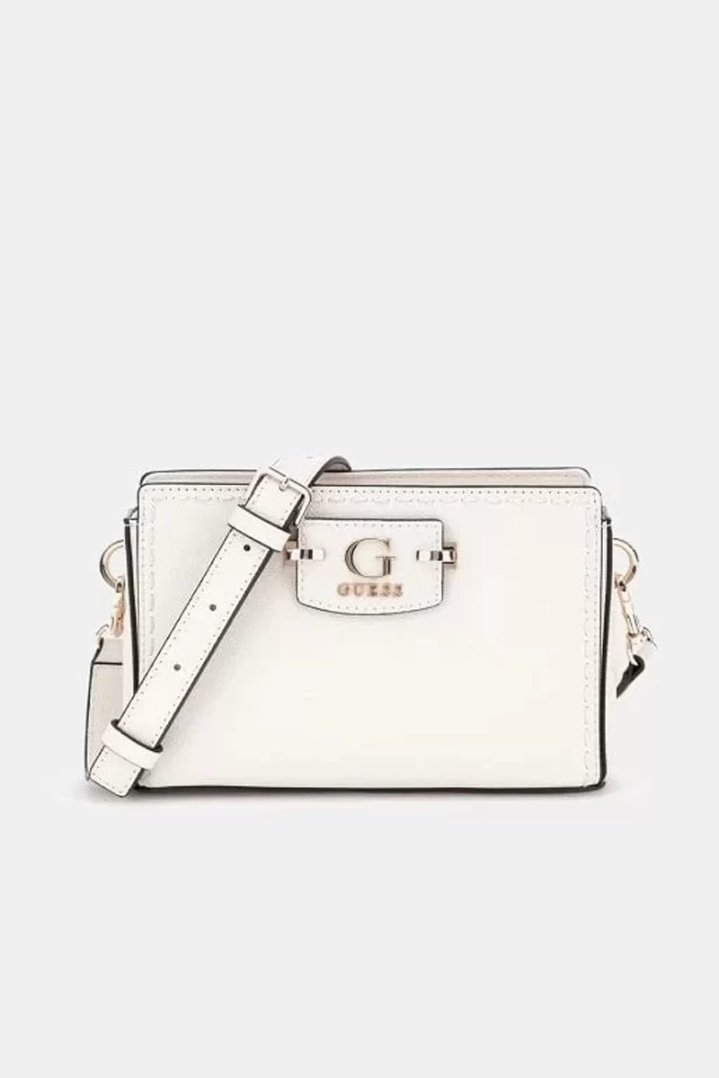 Guess Nastra Mını Crossbody Top Zıp Kadın Beyaz Mini Çanta HWBG9637720-OFF