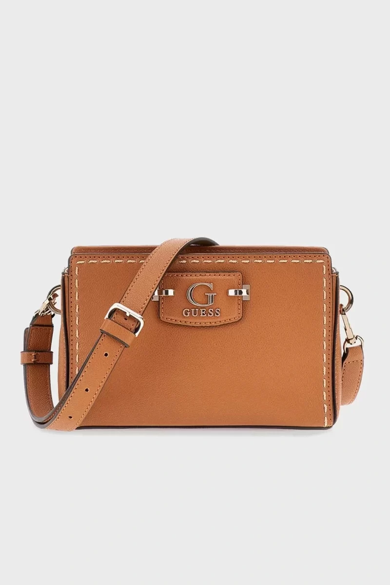 Guess Nastra Mını Crossbody Top Zıp Kadın Kahverengi Mini Çanta HWBG9637720-CAR