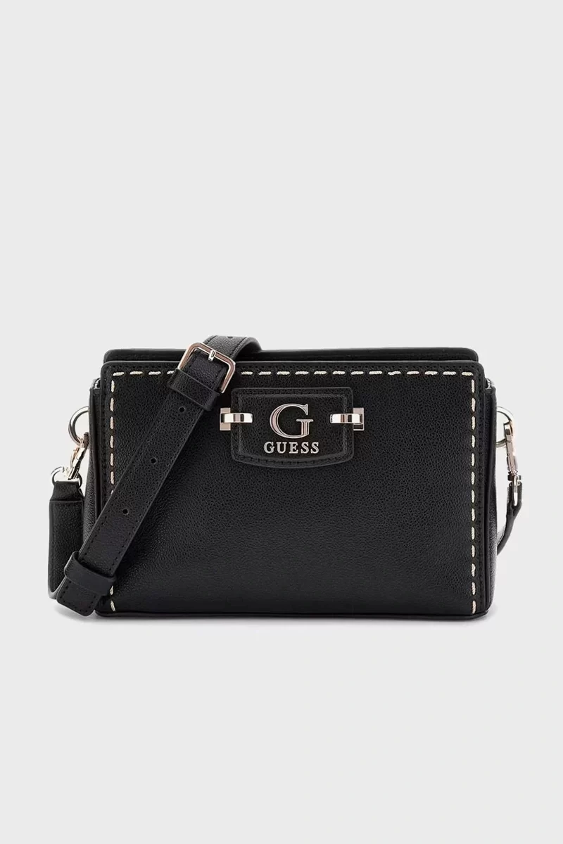 Guess Nastra Mını Crossbody Top Zıp Kadın Siyah Mini Çanta HWBG9637720-BLA
