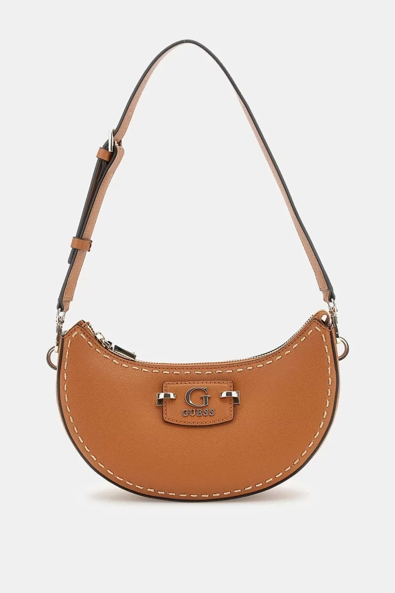 Guess Nastra Top Zıp Shoulder Bag Kadın Kahverengi Omuz Çantası HWBG9637170-CAR