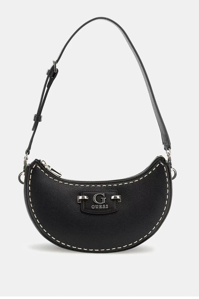 Guess Nastra Top Zıp Shoulder Bag Kadın Siyah Omuz Çantası HWBG9637170-BLA