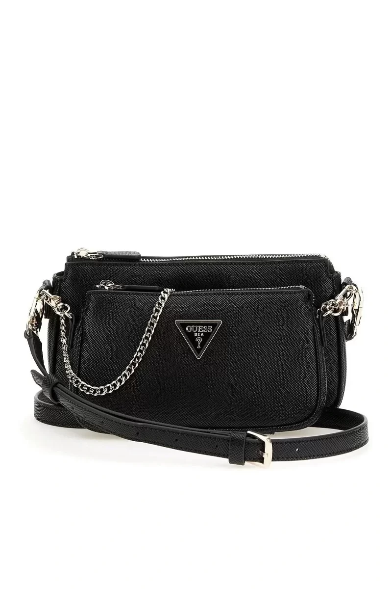 Guess Noelle Dbl Pouch Crossbody Kadın Siyah Mini Çanta HWZG7879710-BLA