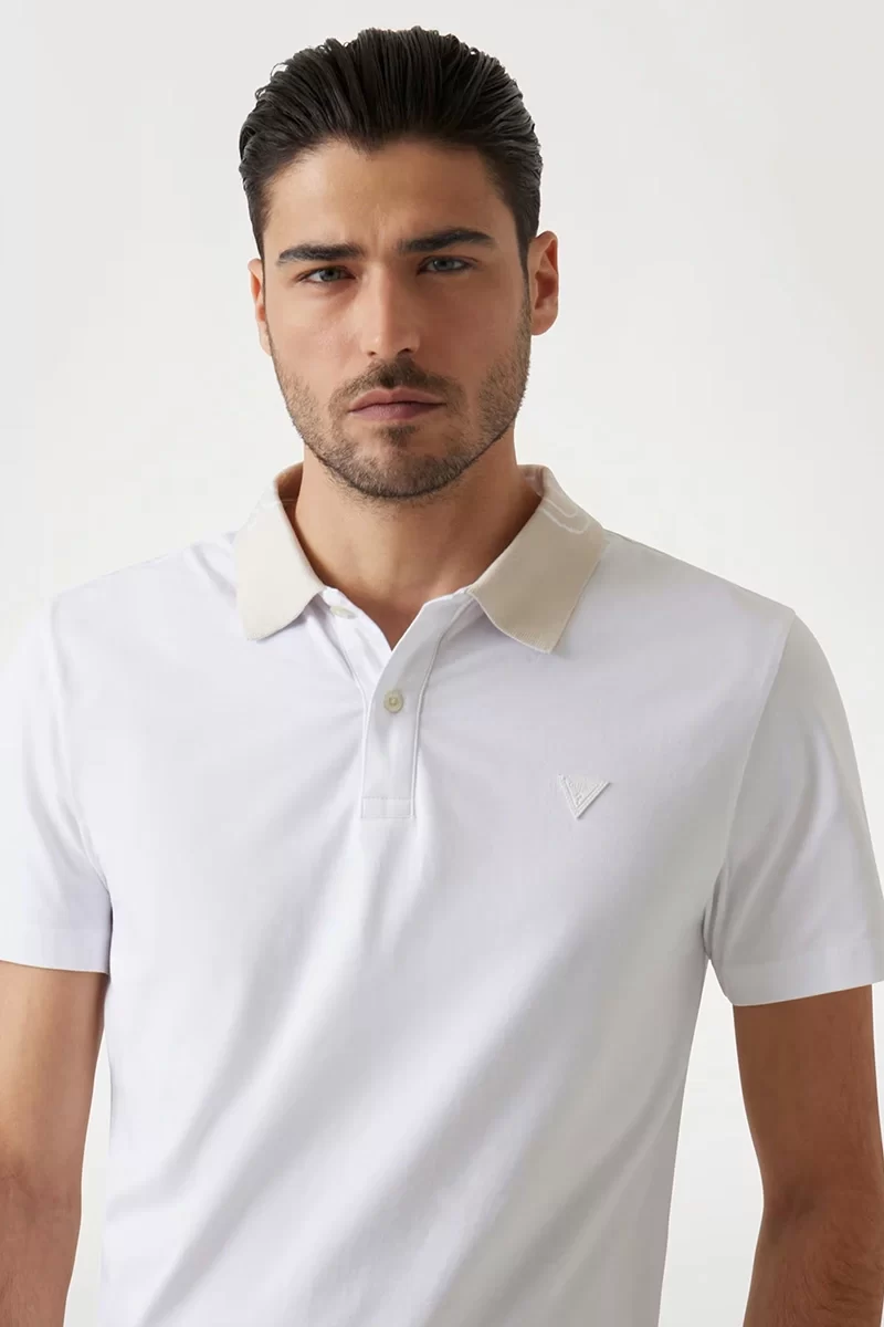 Guess Nolan Ss Polo Erkek Beyaz T-Shirt M5GP66J1314-G011