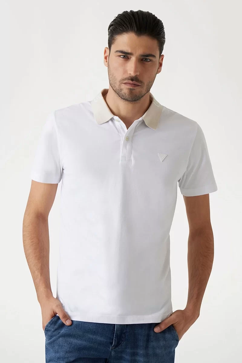 Guess Nolan Ss Polo Erkek Beyaz T-Shirt M5GP66J1314-G011