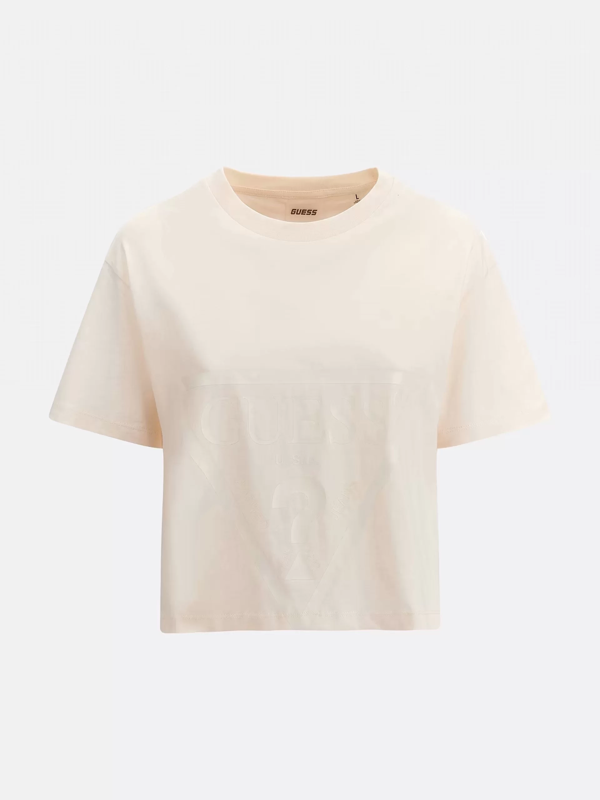 Guess Adele Crop T-Shırt Kadın Krem T-Shirt V2YI06K8HM0-G6K5
