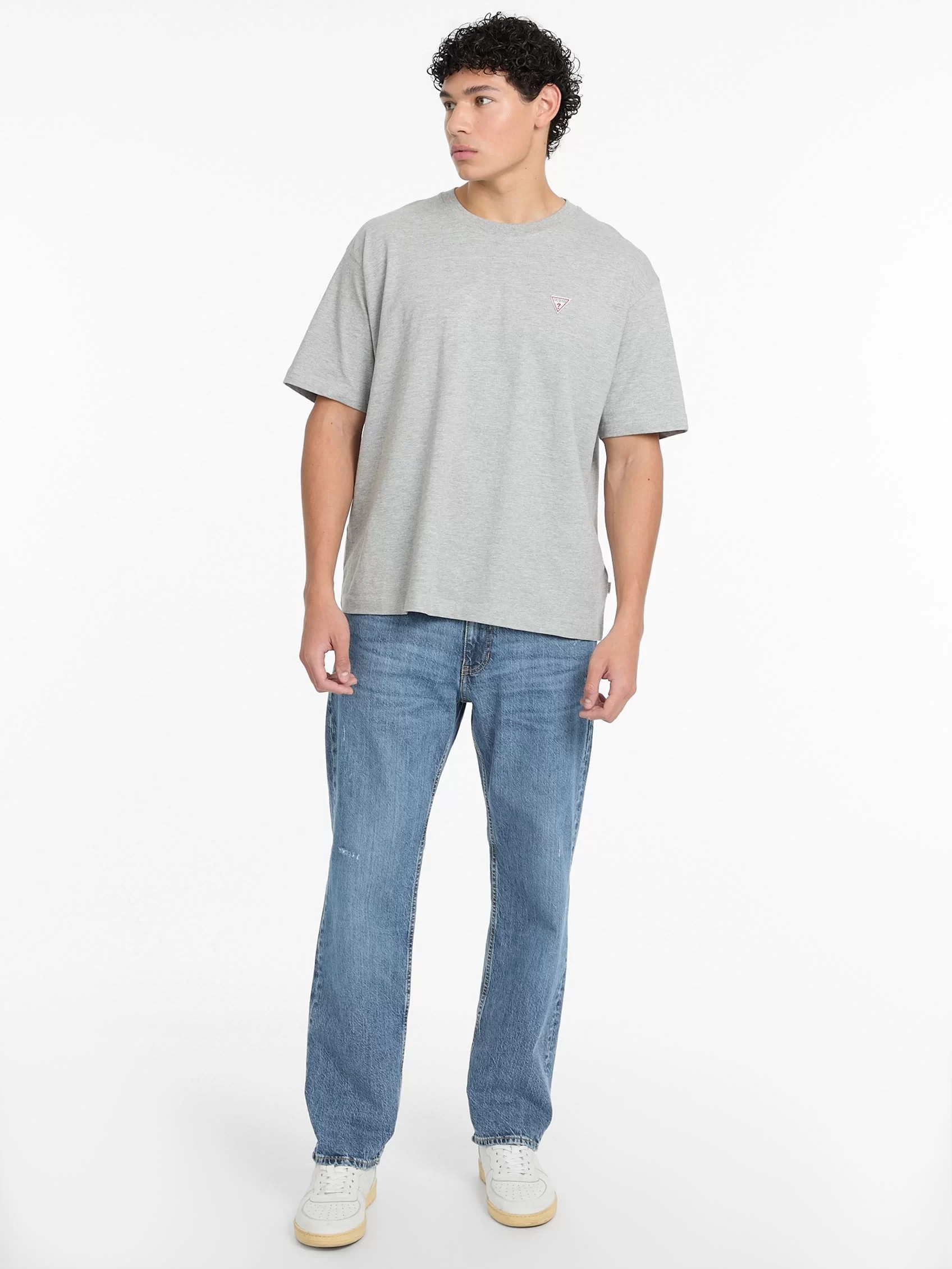 Guess jeans Gj Ss Cn Os Mını Trıangle Tee Erkek Bej T-Shirt M4YI46K8FQ4-H90Z