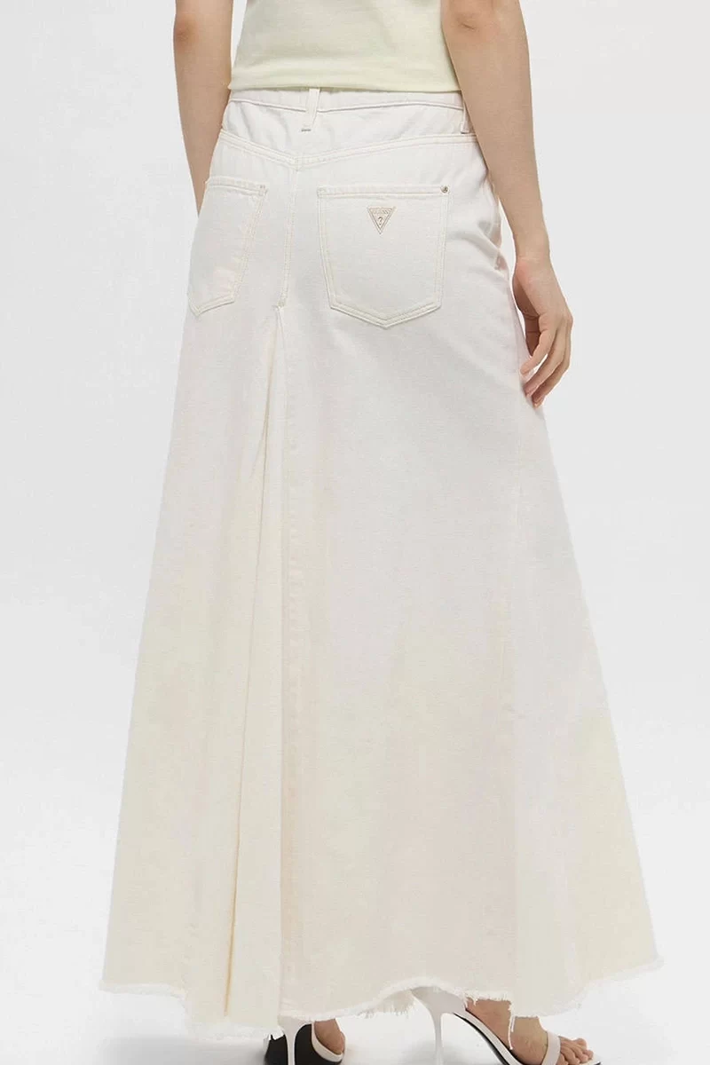 Guess Paneled Maxı Skırt Kadın Beyaz Etek W5GD95D5N92-WHSE
