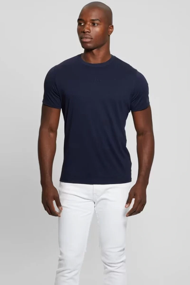 Guess Ss Guess Emb Pıma Crew Erkek Lacivert T-Shirt M4GP39K7HD0-G7V2