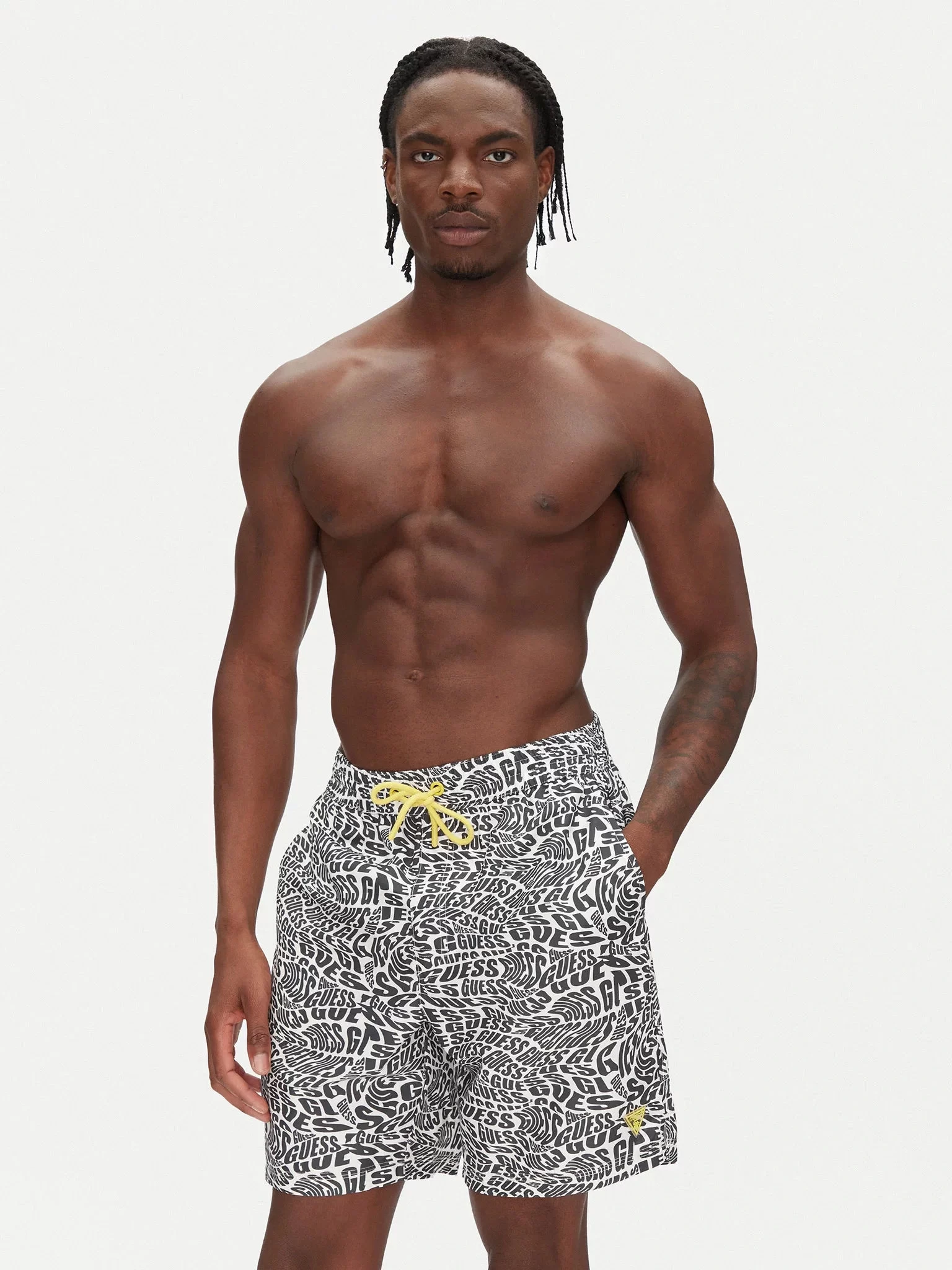Guess Swımtrunk Medıum Dıstorted 100 Erkek Siyah Şort F5GT04WG2D2-PJ0V