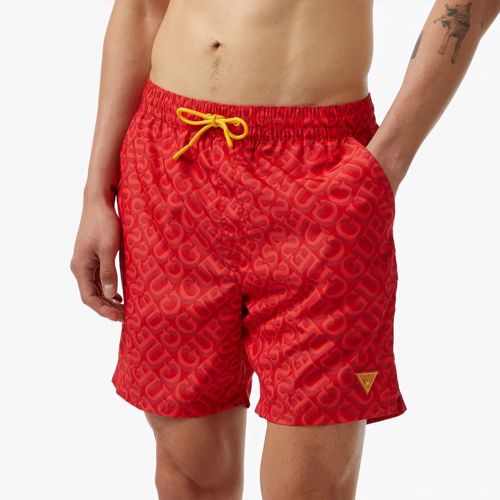 Guess Swımtrunk Medıum Guess Aop Erkek Kırmızı Mayo F4GT06WG2A2-P56N