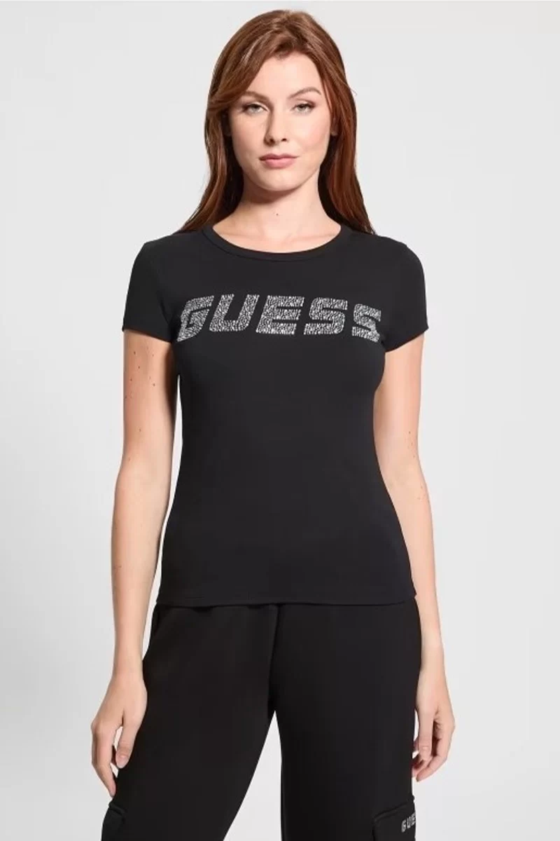 Guess Kıara Ss T-Shırt Kadın Siyah T-Shirt V4BI16KCIV1-JBLK