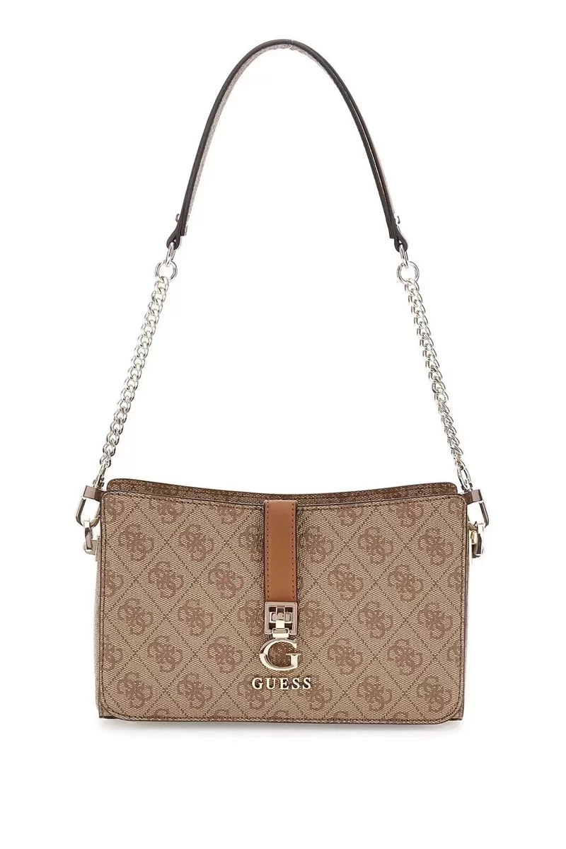Guess Zamıra Top Zıp Shoulder Bag Kadın Kahverengi Omuz Çantası HWSG9629180-LTL