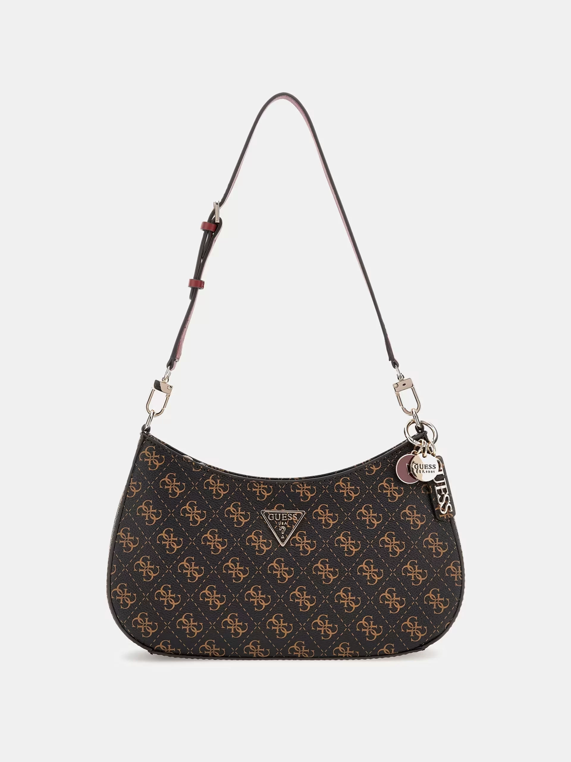 Guess Noelle Top Zıp Shoulder Bag Kadın Kahverengi Omuz Çantası HWQL7879180-BRO