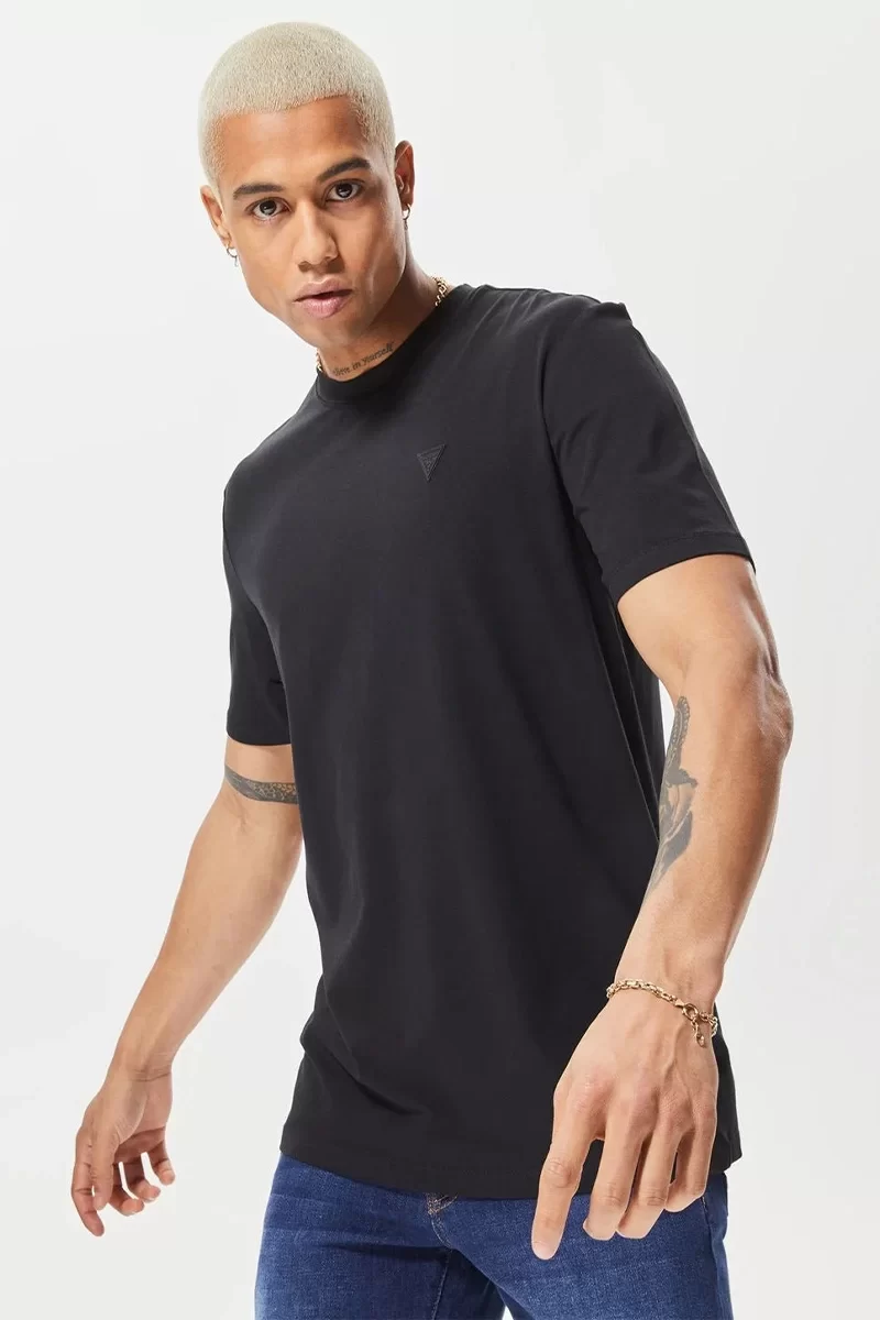 Guess Hedley Ss T-Shırt Erkek Siyah T-Shirt Z2YI12JR06K-JBLK