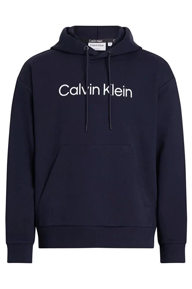 Calvin Klein Erkek Logolu Kapüşonlu Lacivert Sweatshirt