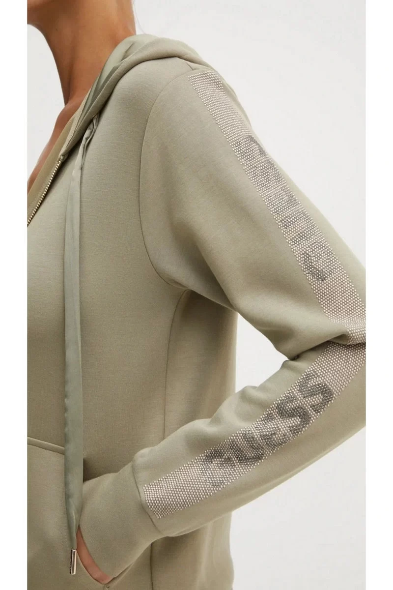 Guess Hooded Scuba Sweatshırt Kadın Haki Eşofman Üstü W5RQ03KBYE2-A90O