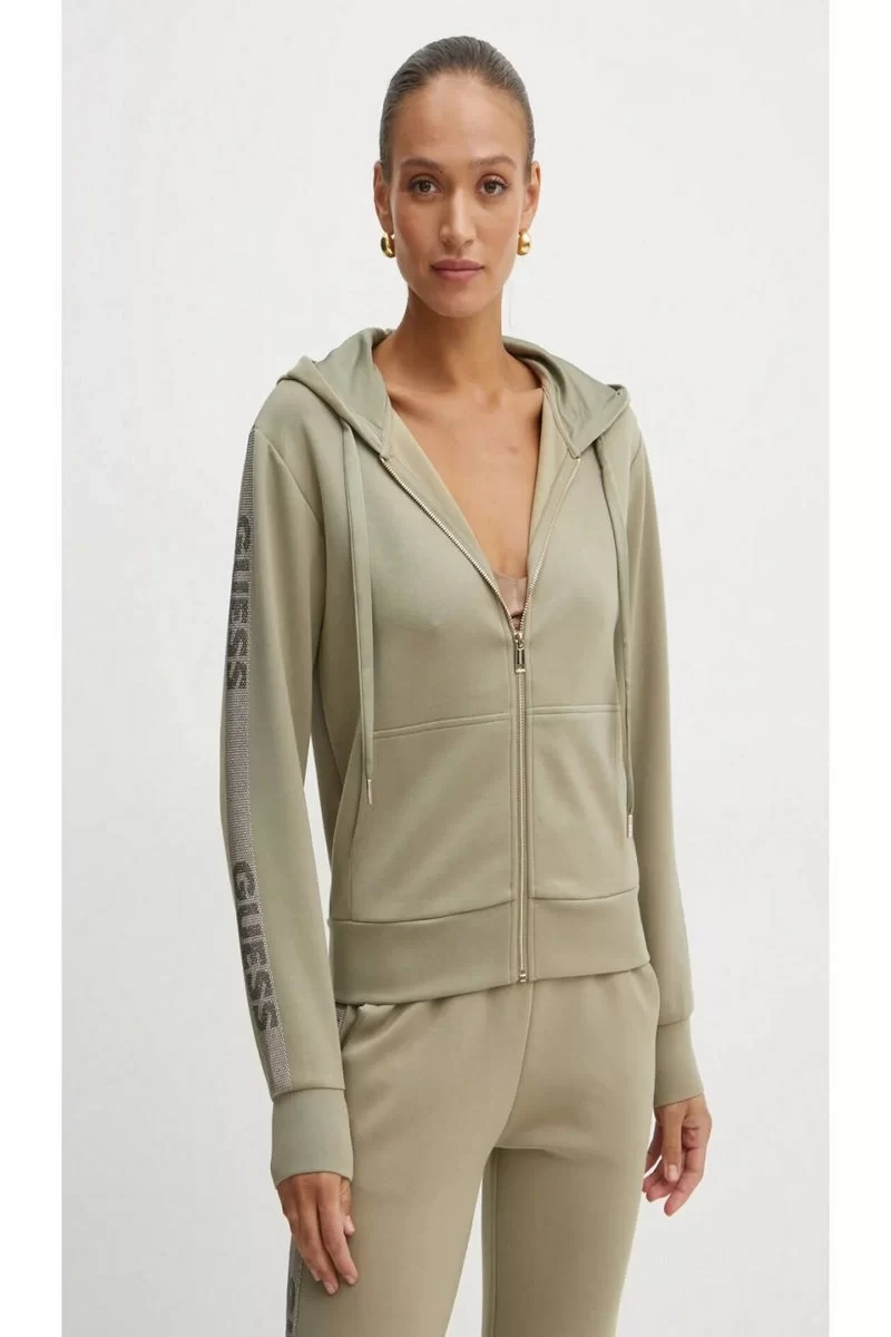 Guess Hooded Scuba Sweatshırt Kadın Haki Eşofman Üstü W5RQ03KBYE2-A90O