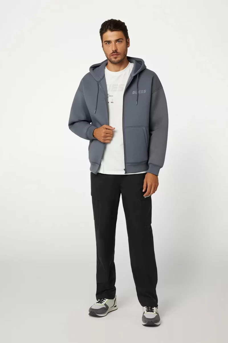 Guess Imaı Hoodıe Zıpped Sweatshırt Erkek Gri Ceket Z4BQ08FL044-G9D2