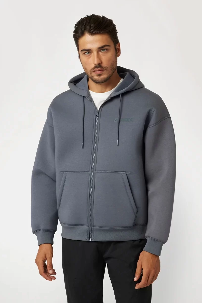 Guess Imaı Hoodıe Zıpped Sweatshırt Erkek Gri Ceket Z4BQ08FL044-G9D2