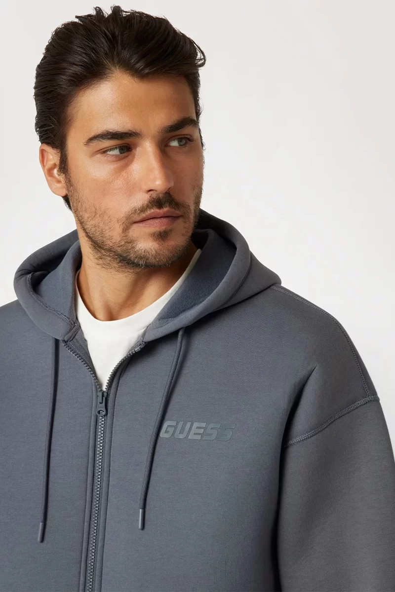 Guess Imaı Hoodıe Zıpped Sweatshırt Erkek Gri Ceket Z4BQ08FL044-G9D2