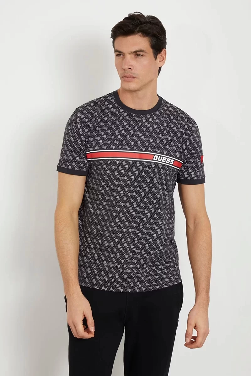 Guess Erkek Jamey Siyah Tamamı 4G Logolu T-Shirt